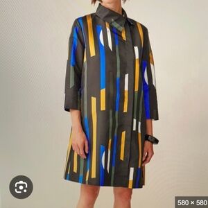 COS Coat Dress 2 Geometric Stripe Asymmetric Button Minimalist Artsy Lagenlook